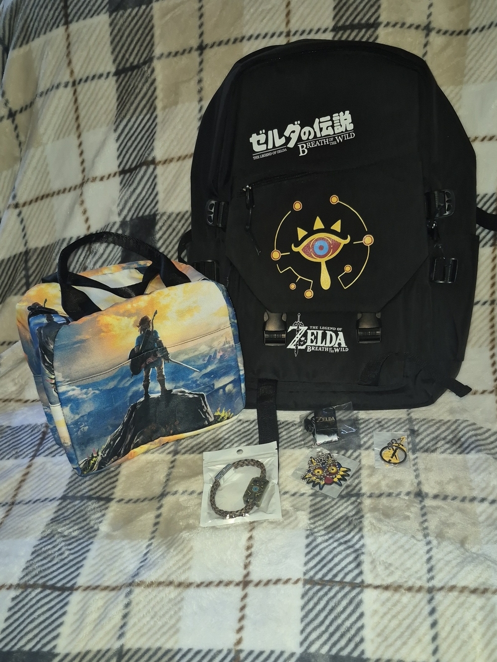 Zelda Breath of the Wild Black Backpack Set with Sheikah Eye Design